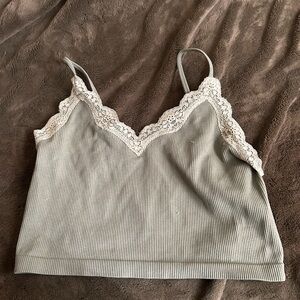 Elegant Lace Trim Ribbed Tank Top